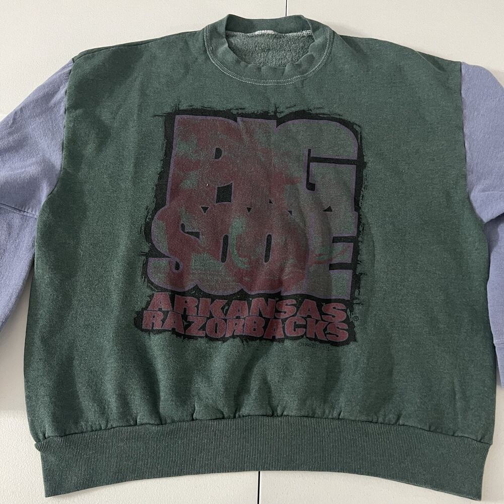 Vtg 90s University Of Arkansas Faded Sweatshirt L “Big Sooe” College Color Block